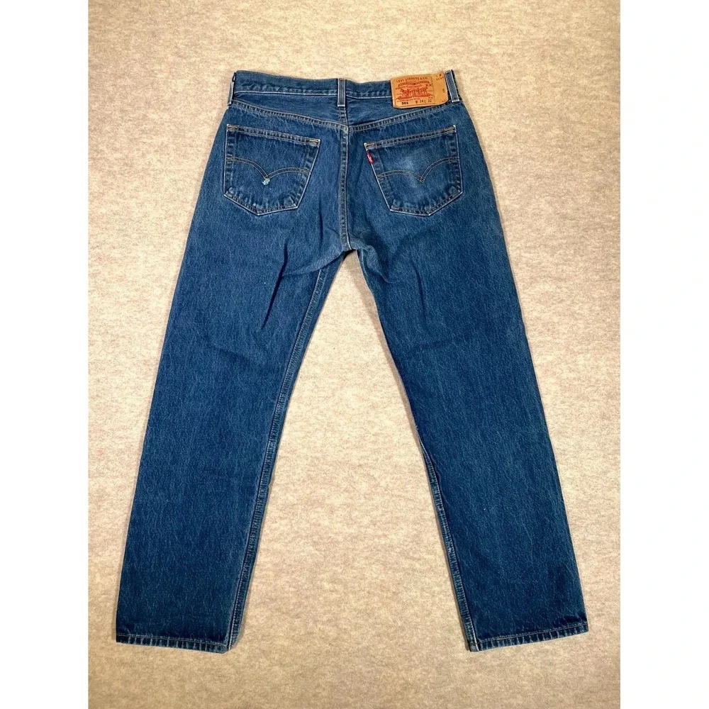 Levi's 501 Jeans Men‎ 34x32 Blue Denim Cotton 5-Pockets Straight Leg Mid Rise